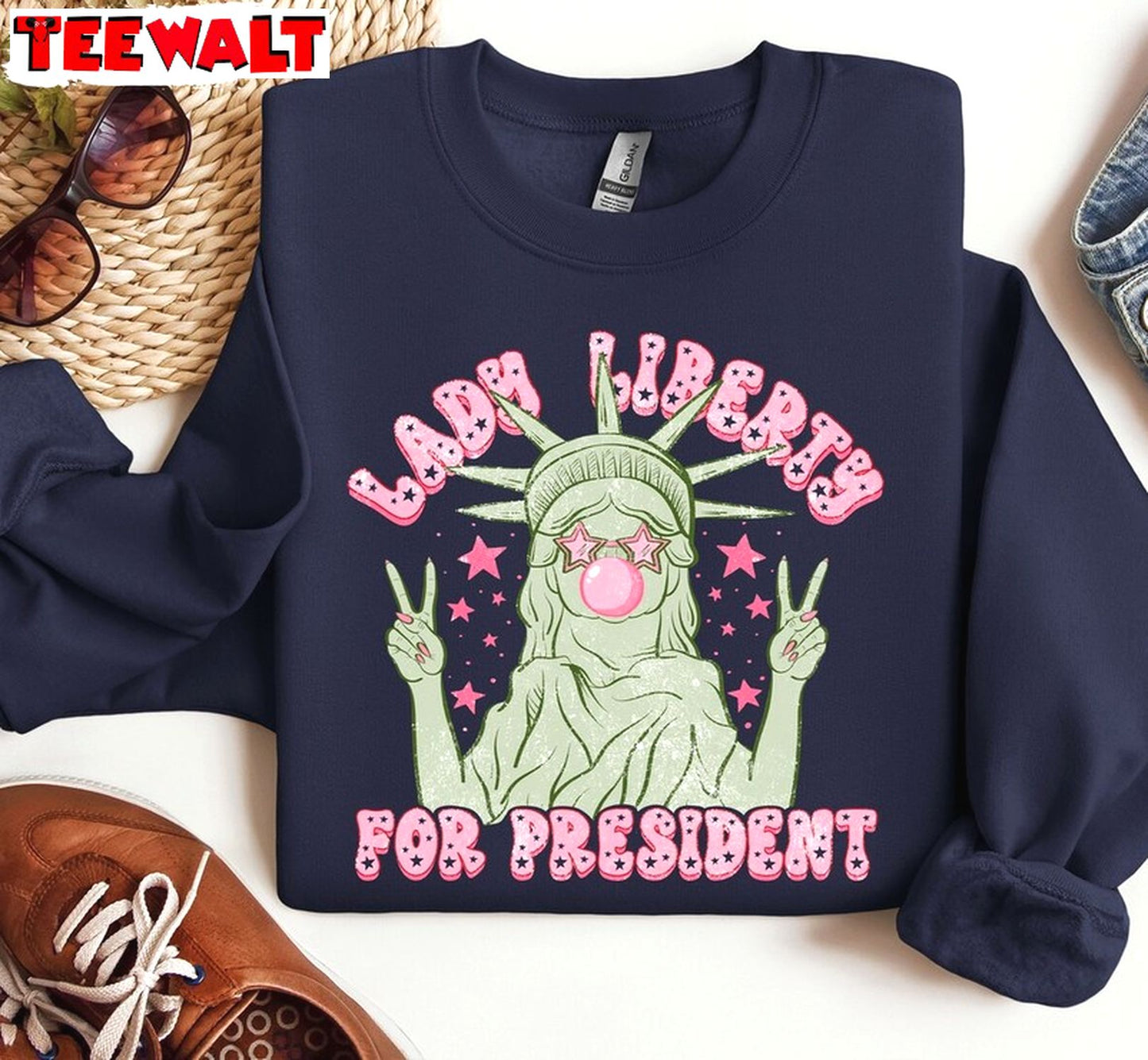 Lady Liberty For President Unisex Hoodie, Groovy Lady Liberty