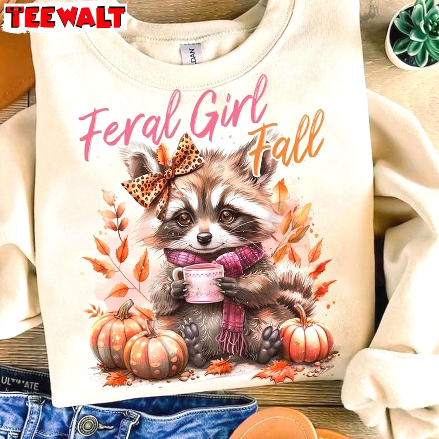 Must Have Feral Girl Autumn Shirt, Cool Design Halloween Short Sleeve Crewneck