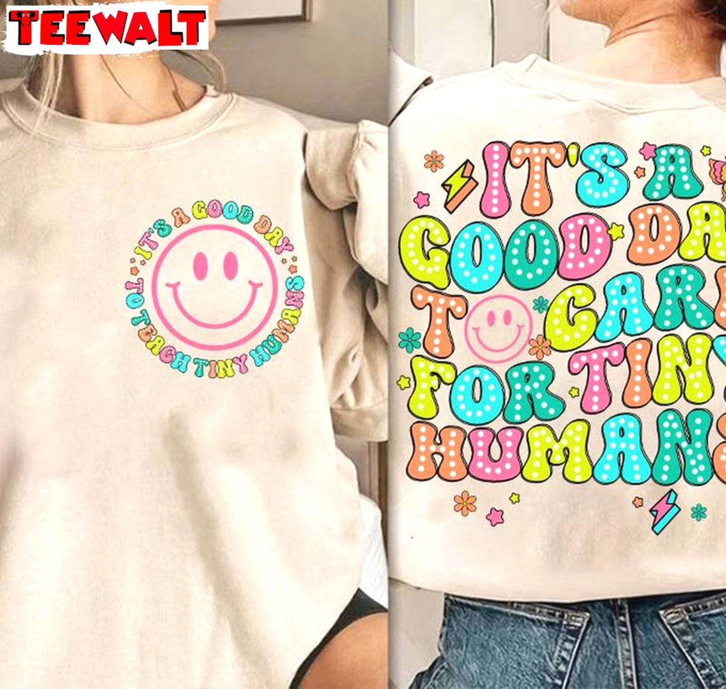 Groovy Daycare Teacher Unisex Hoodie, It's A Good Day To Care For Tiny Humans Shirt Sweater