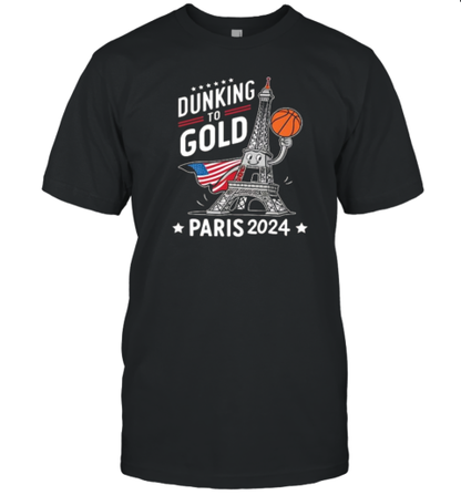 Dunking To Gold Team Usa Basketball Olympic Paris 2024 T-Shirt