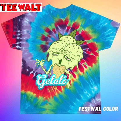 Gelato Melting Marijuana Icecream 420 Unisex Tie Dye T-Shirt