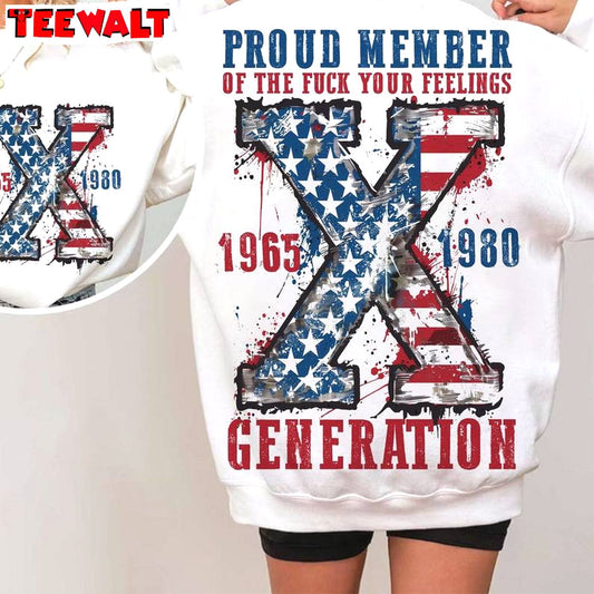 American Flag Unisex Hoodie, Proud Member Fck Your Feelings Generation Crewneck Long Sleeve