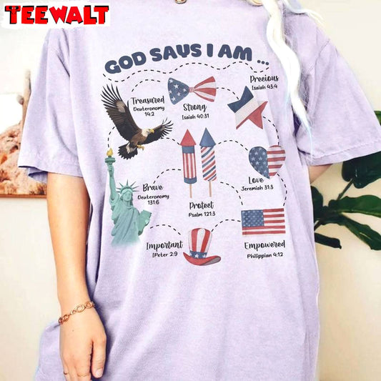 Groovy Christian 4th Of July Unisex T Shirt , New Rare God Says I Am 4th Of July