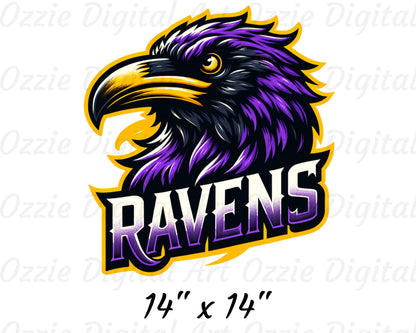 Ravens Retro Mascot Football T-Shirt Design For Game Day