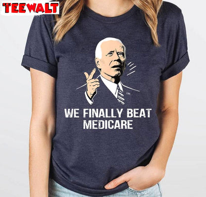 Groovy We Finally Beat Medicare Shirt, Presidential Debates 2024 Short Sleeve Crewneck