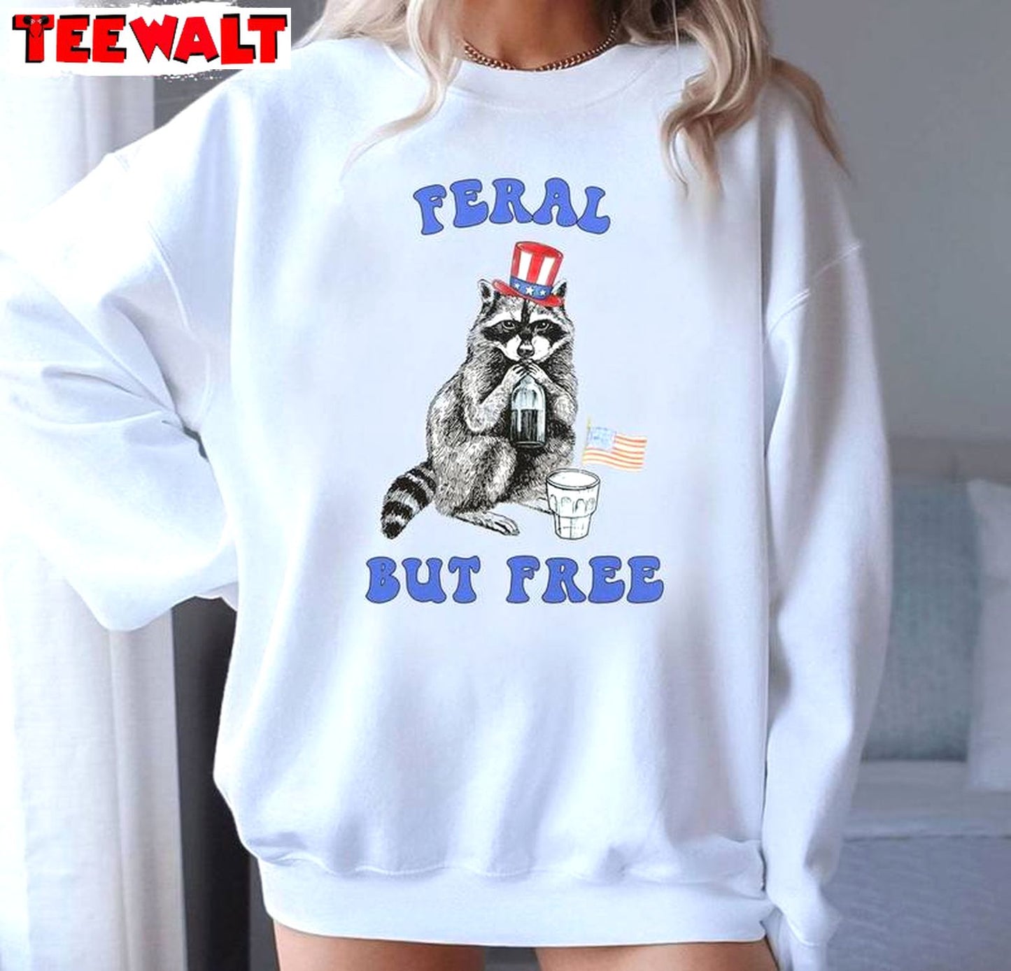 Cute Independence Day Crewneck, Trendy Feral But Free