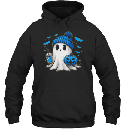 Halloween Los Angeles Chargers NFL Football Fan Ghost With Pumpkin T-Shirt