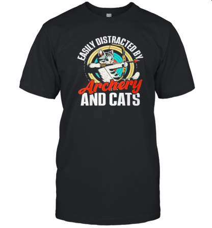 Cat Parent Easily Distracted By Archery And Cats T-Shirt