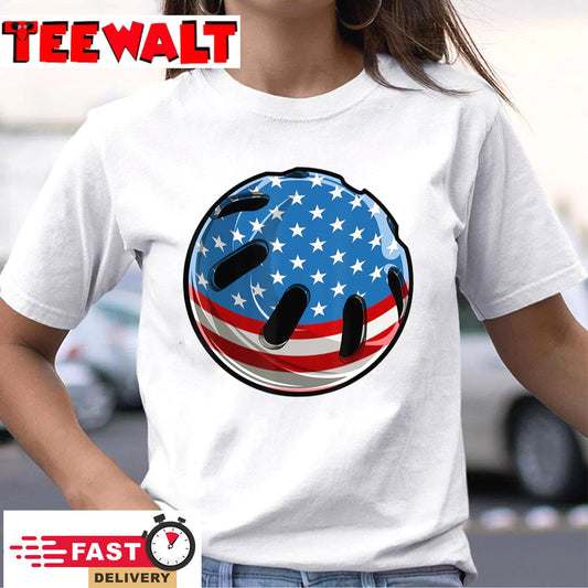 Patriotic American Flag Wiffleball Gift For Men 4th Of July T-Shirt