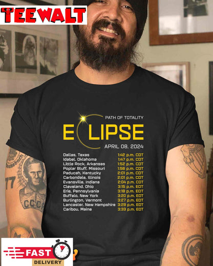 Totality Path 2024 Eclipse Map Total Eclipse Astronomy T-Shirt