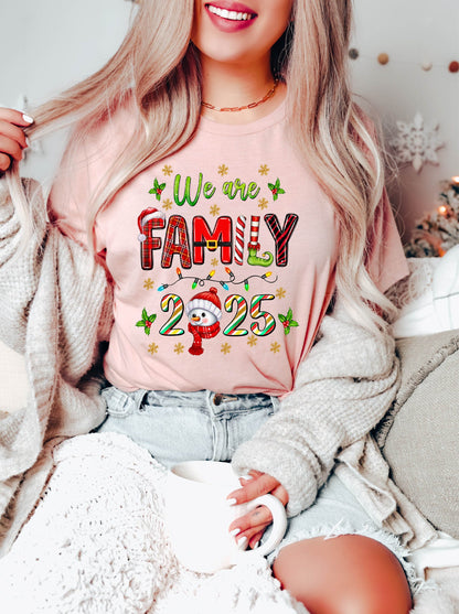 We Are Family 2025 Christmas Shirt, Snowman & Santa Hat