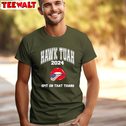 Awesome Hawk Tuah Spit On That Hang Shirt, Comfort USA Flag Sweater Hoodie