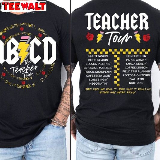 Abcd Teacher Tour Shirt, Back To School Unisex Hoodie Short Sleeve