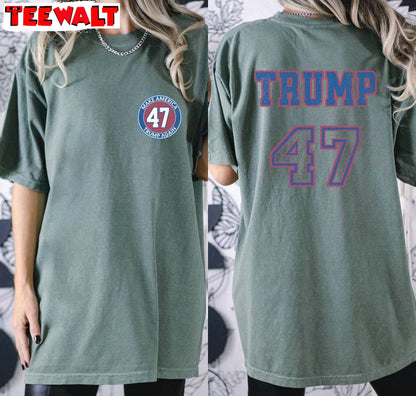 Comfort Colors Trump 47 Shirt, Trendy Trump 2024 Crewneck Long Sleeve