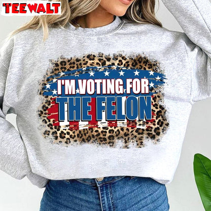 Funny America Leopard Unisex Hoodie, Limited I'm Voting For The Felon