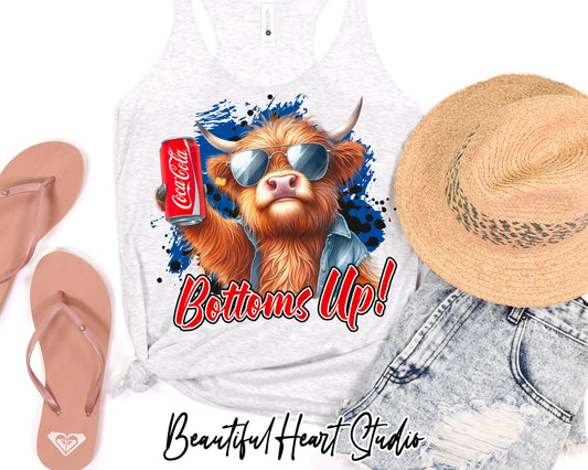 Bottoms Up Coke Highland Cow Shirt