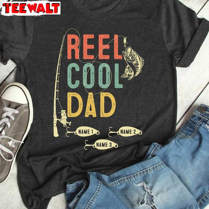 Fishing Father And Kids Short Sleeve , Vintage Reel Cool Dad Shirt Sweater