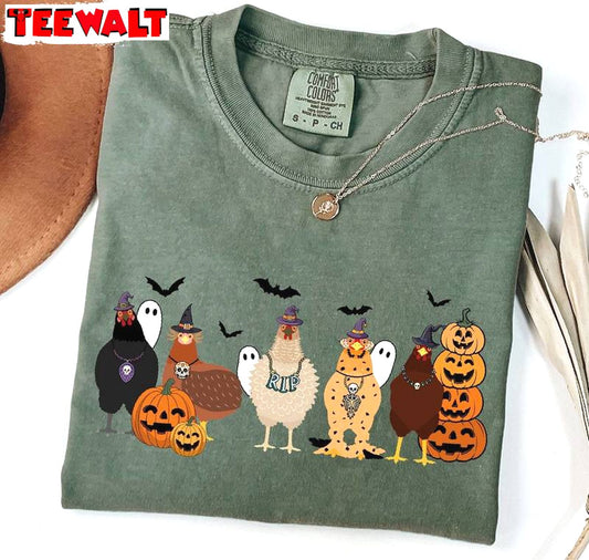 Cute Halloween Chicken Shirt , Trendy Farmer Halloween Tee Tops Sweater