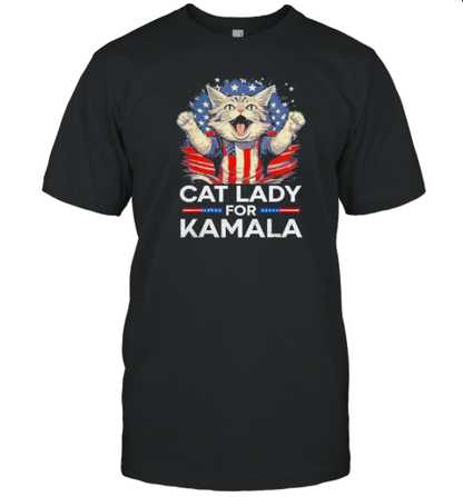 Cat Ladies For Kamala Cat 2024 President Kamala Harris T-Shirt