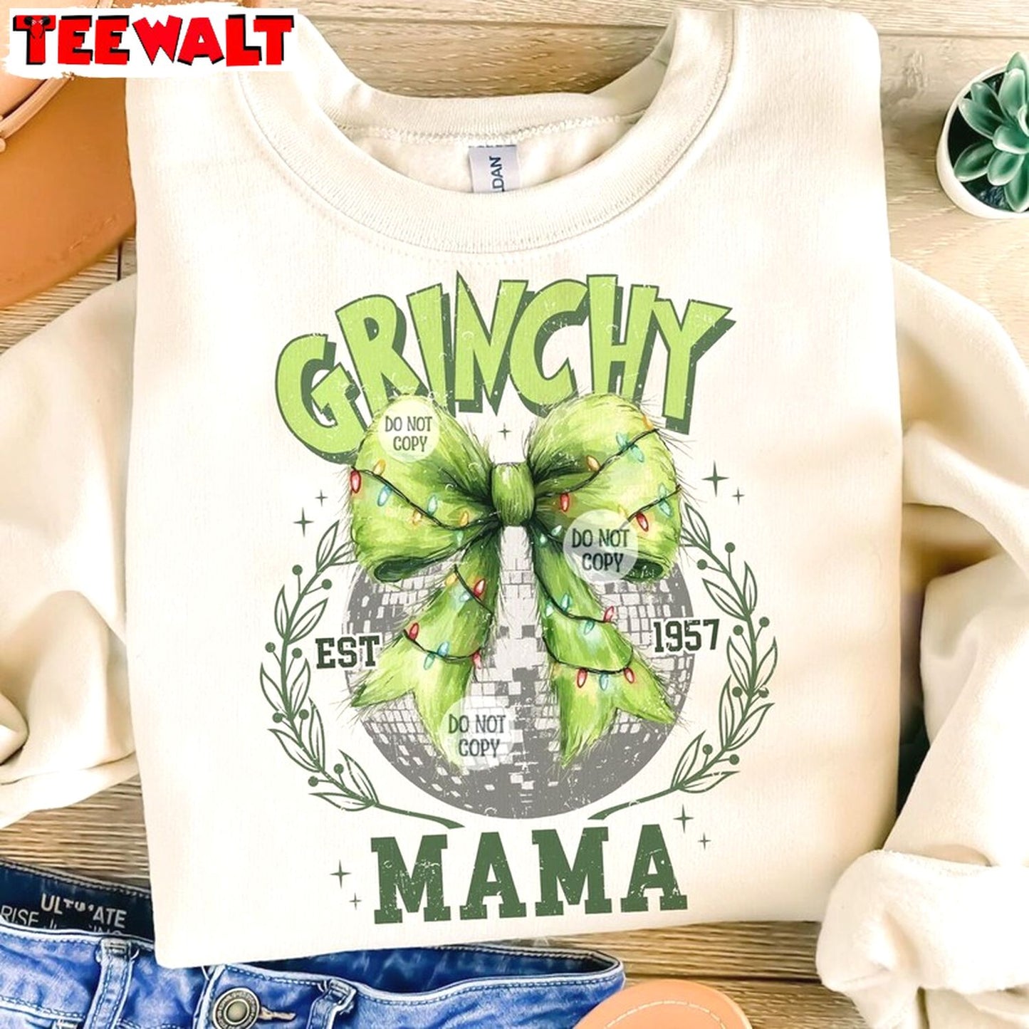 Retro Grinch Mama Christmas Sweatshirt, Trendy Holiday Shirt, For Family,