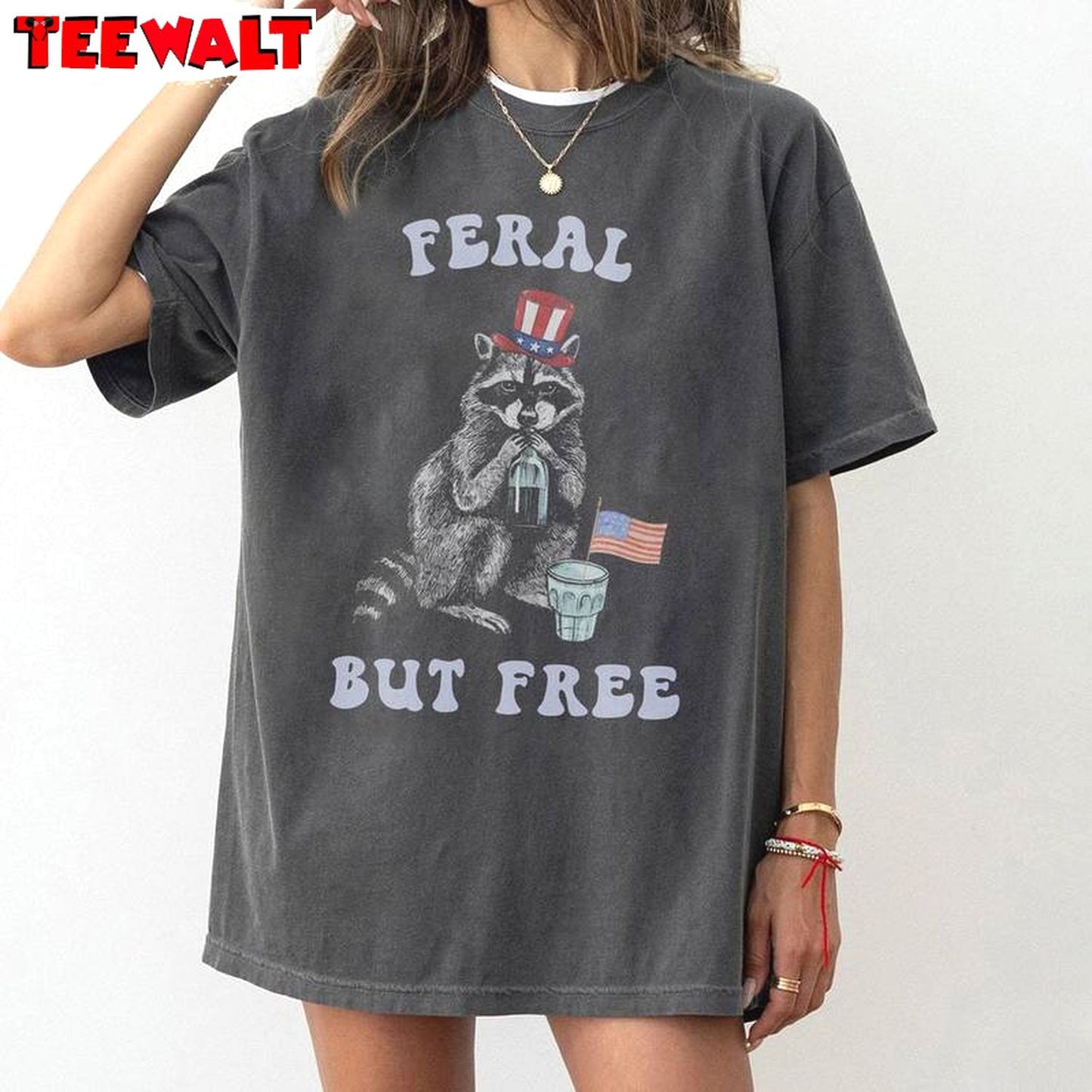 Cute Independence Day Crewneck, Trendy Feral But Free