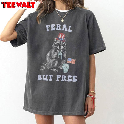 Cute Independence Day Crewneck, Trendy Feral But Free