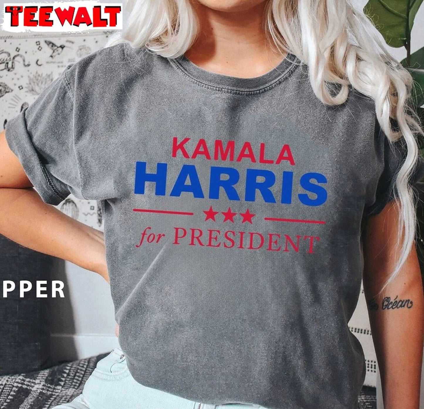 2024 President Kamala Harris Shirt, Girl Power Short Sleeve Crewneck