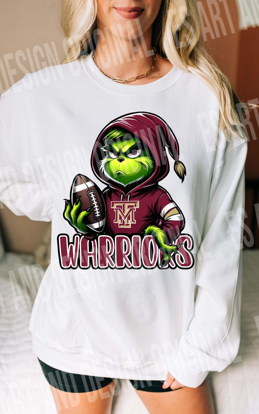 Tuloso Midway Warrior Football Grinch Christmas T-Shirt Gift