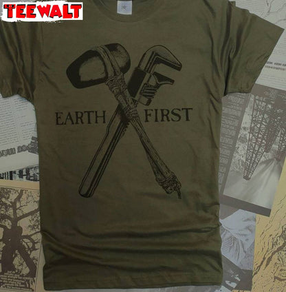 Activism Ecodefense Punk T Shirt, Must Have Earth First Short Sleeve Crewneck