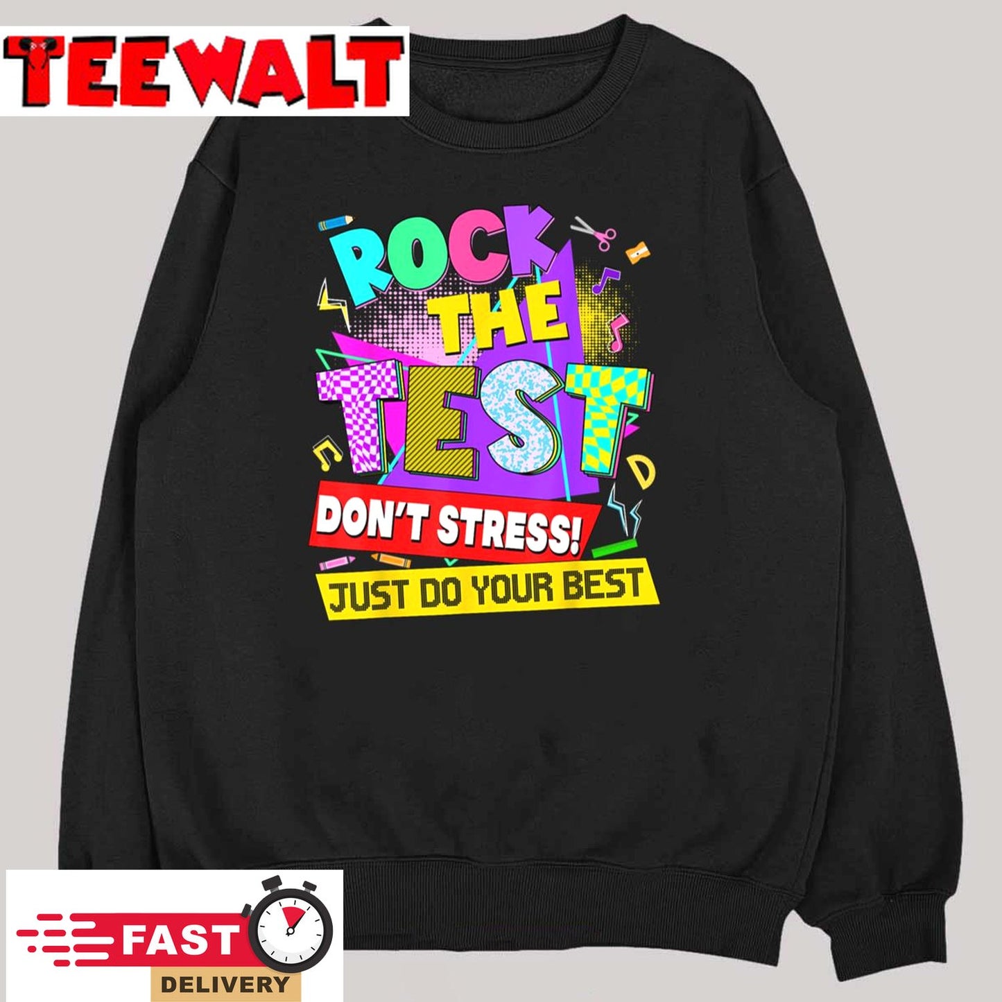 Rock The Test Dont Stress Testing Day Teachers Students T-Shirt