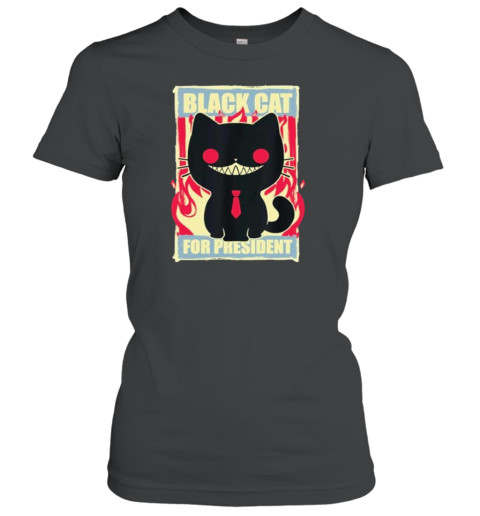 Black Cat For President Creepy Smile Election T-Shirt