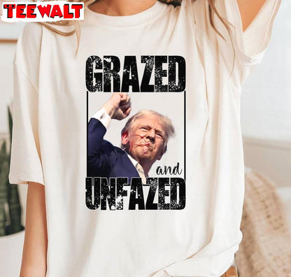 Trump Shot Fight Inspirational Long Sleeve , Limited Glazed And Unfazed