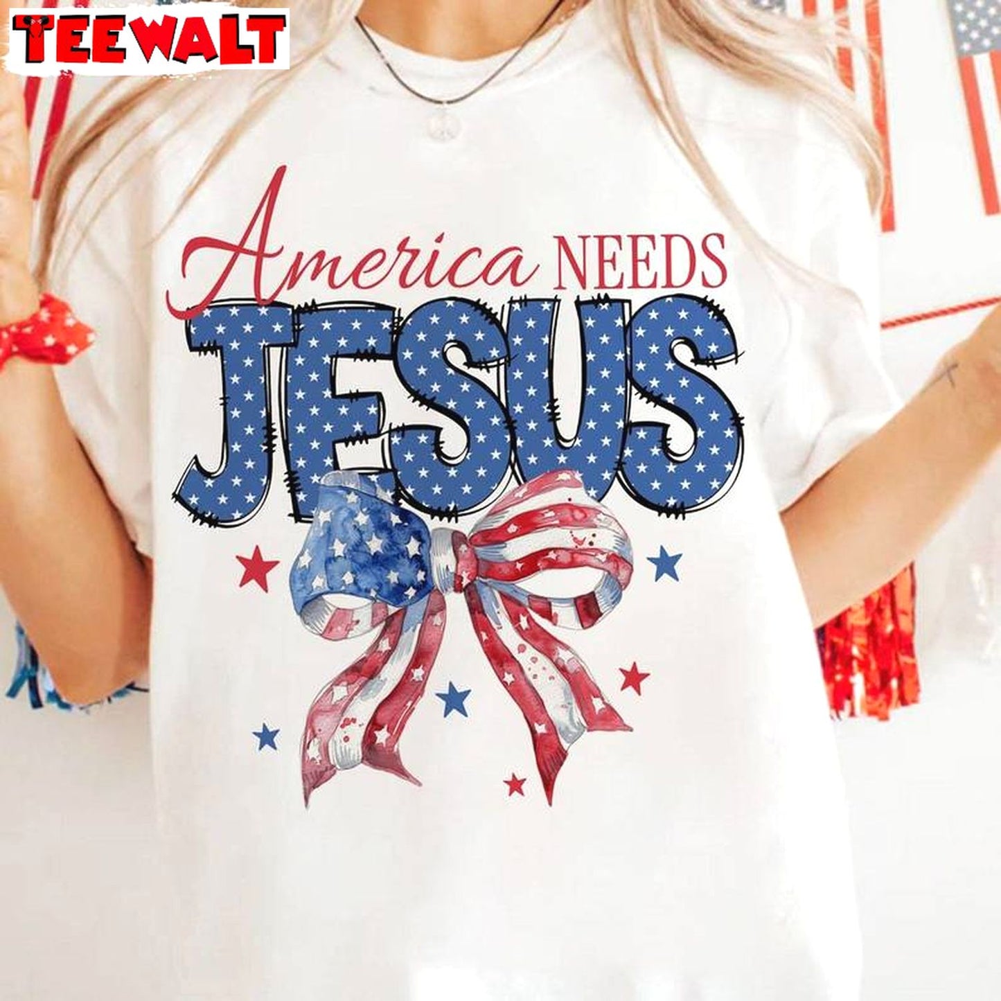 Christian 4th Of July Sweatshirt , Comfort America Needs Jesus Shirt Long Sleeve