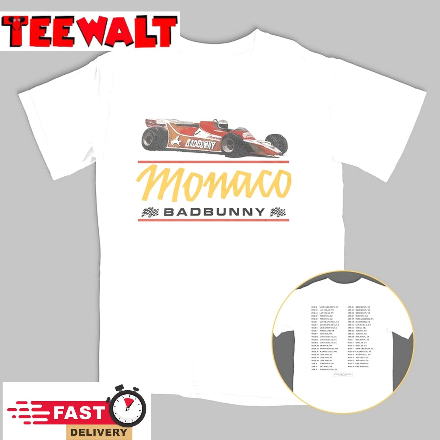 MONACO F1 Car Most Wanted Tour 2024 Merch T Shirt