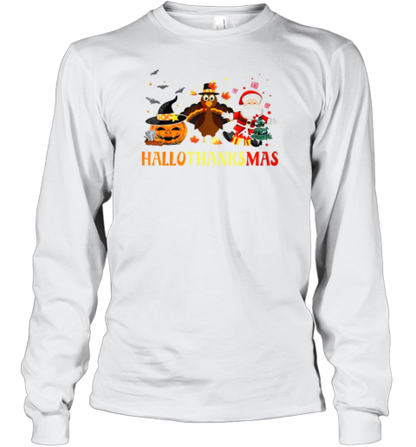 Happy Hallothanksmas Halloween Thanksgiving Christmas T-Shirt