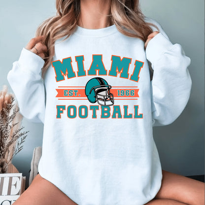 Miami Football Vintage Crewneck Sweatshirt, Retro Dolphin Gift For Women