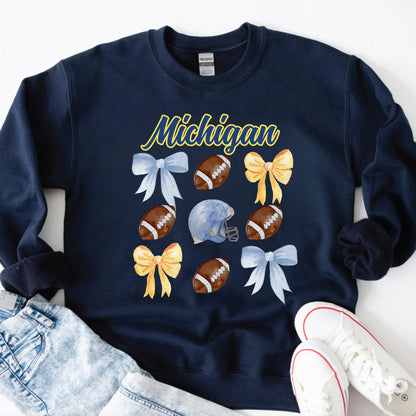 Kids Michigan Sweatshirt - Youth Game Day Football Coquette Shirt