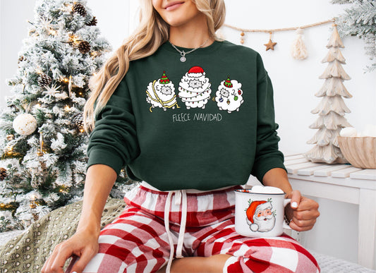 Fleece Navidad Christmas Lights Matching Tee