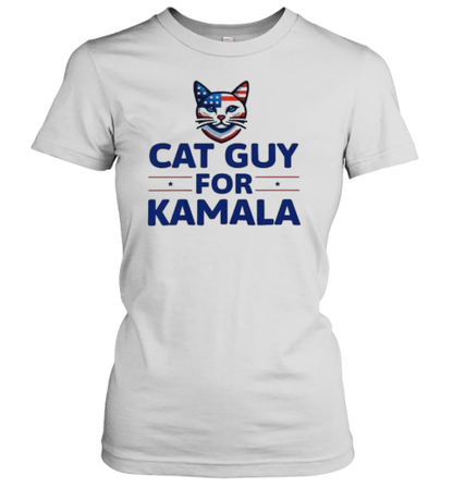 Cat Guy For Kamala Harris 2024 Childless Cat For Lady Voting For Harris Walz T-Shirt