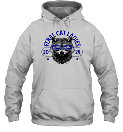 Feral Cat Ladies For Harris Walz 2024 Cat Ladies Vote T-Shirt