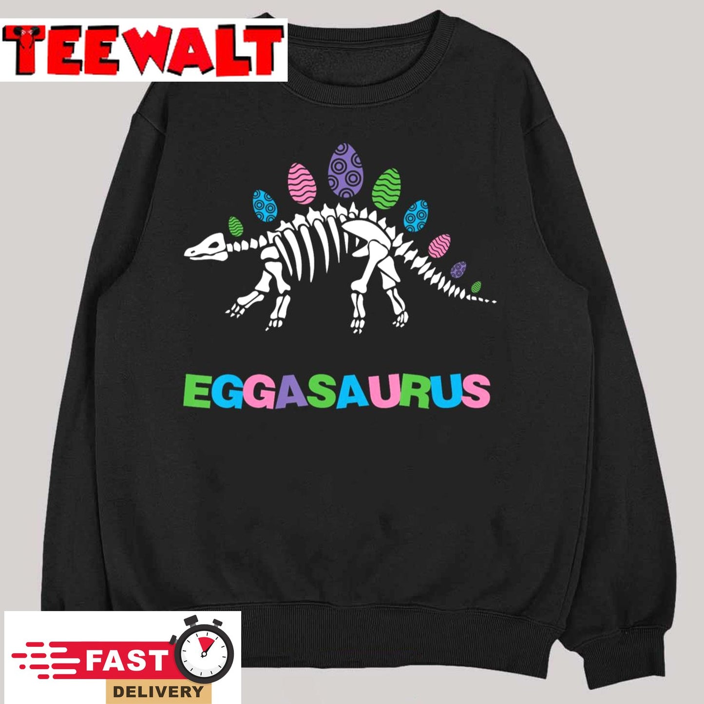 T Rex Eggasaurus Easter Day Skeleton Stegosaurus Dinosaur T-Shirt