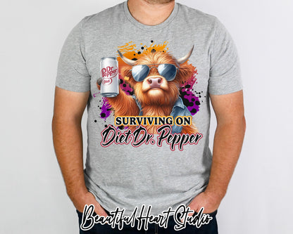 Diet Dr Pepper Highland Cow Soda Pop Shirt, Fun Tee