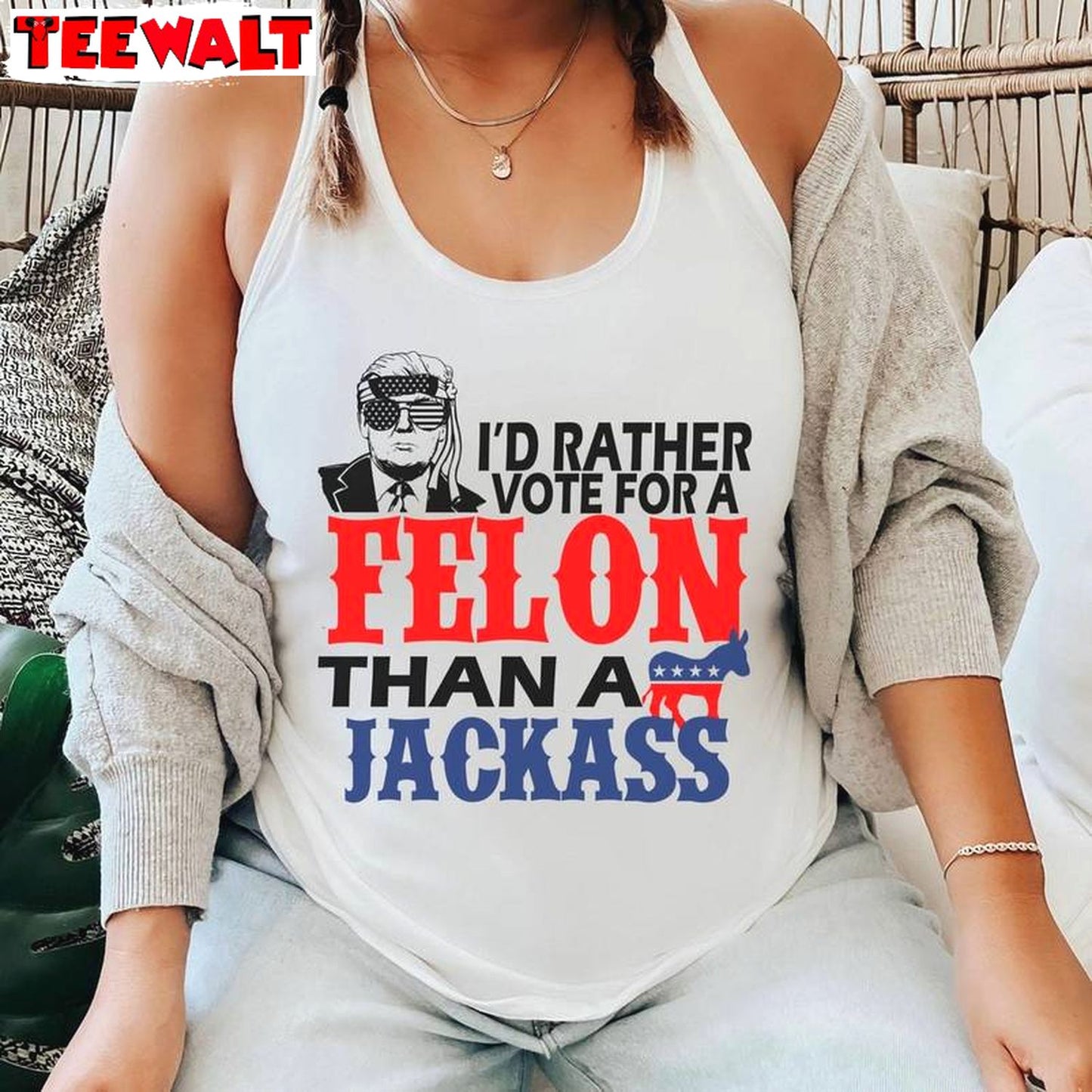 Donald Trump Cool Design T Shirt, Comfort Felon Than A Jackass Shirt Tank Top