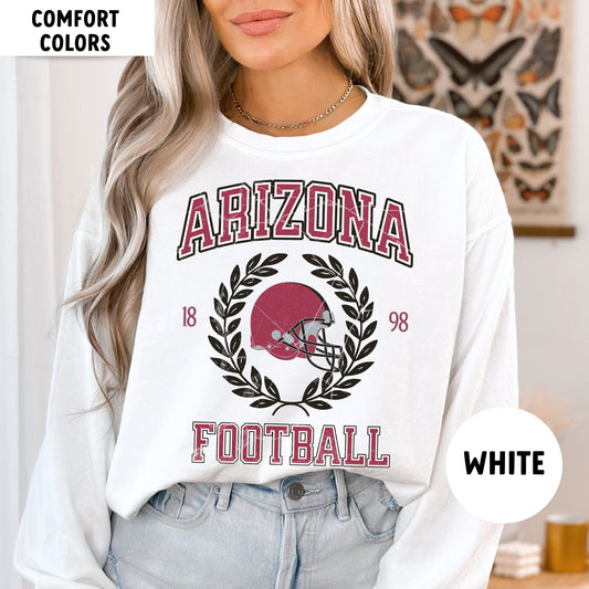 Comfort Colors Vintage Arizona Football Sweatshirt, Retro Cardinal Gift