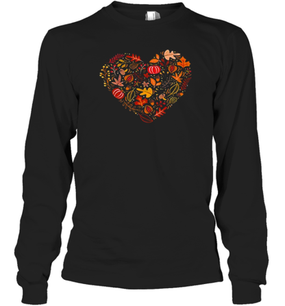 Fall Heart Pumpkin Leaves Teacher T-Shirt