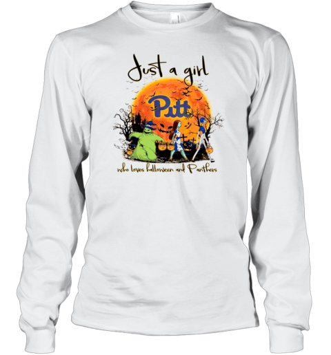 Just A Girl Who Love Halloween And Pitt Panthers Football T-Shirt