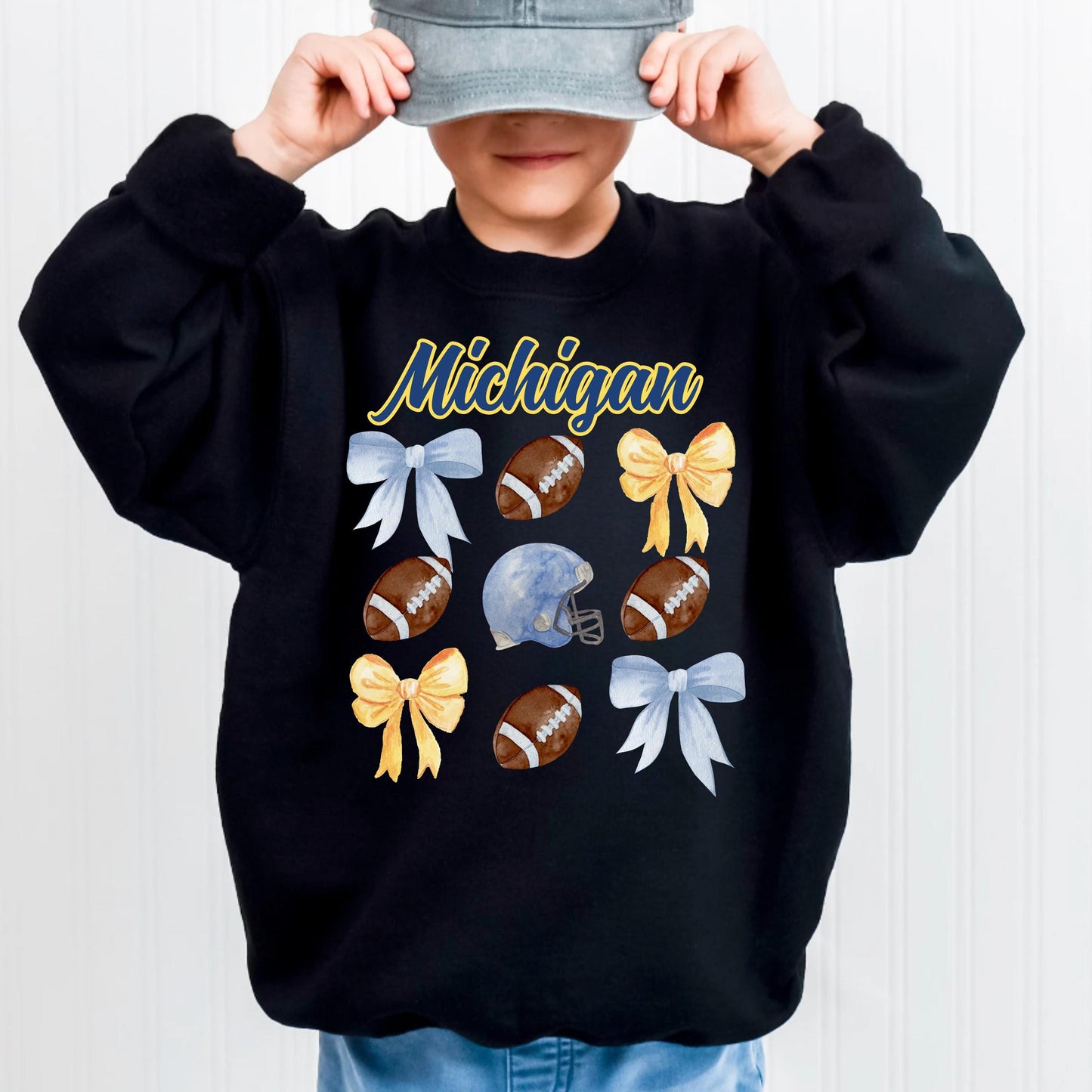 Kids Michigan Sweatshirt - Youth Game Day Football Coquette Shirt