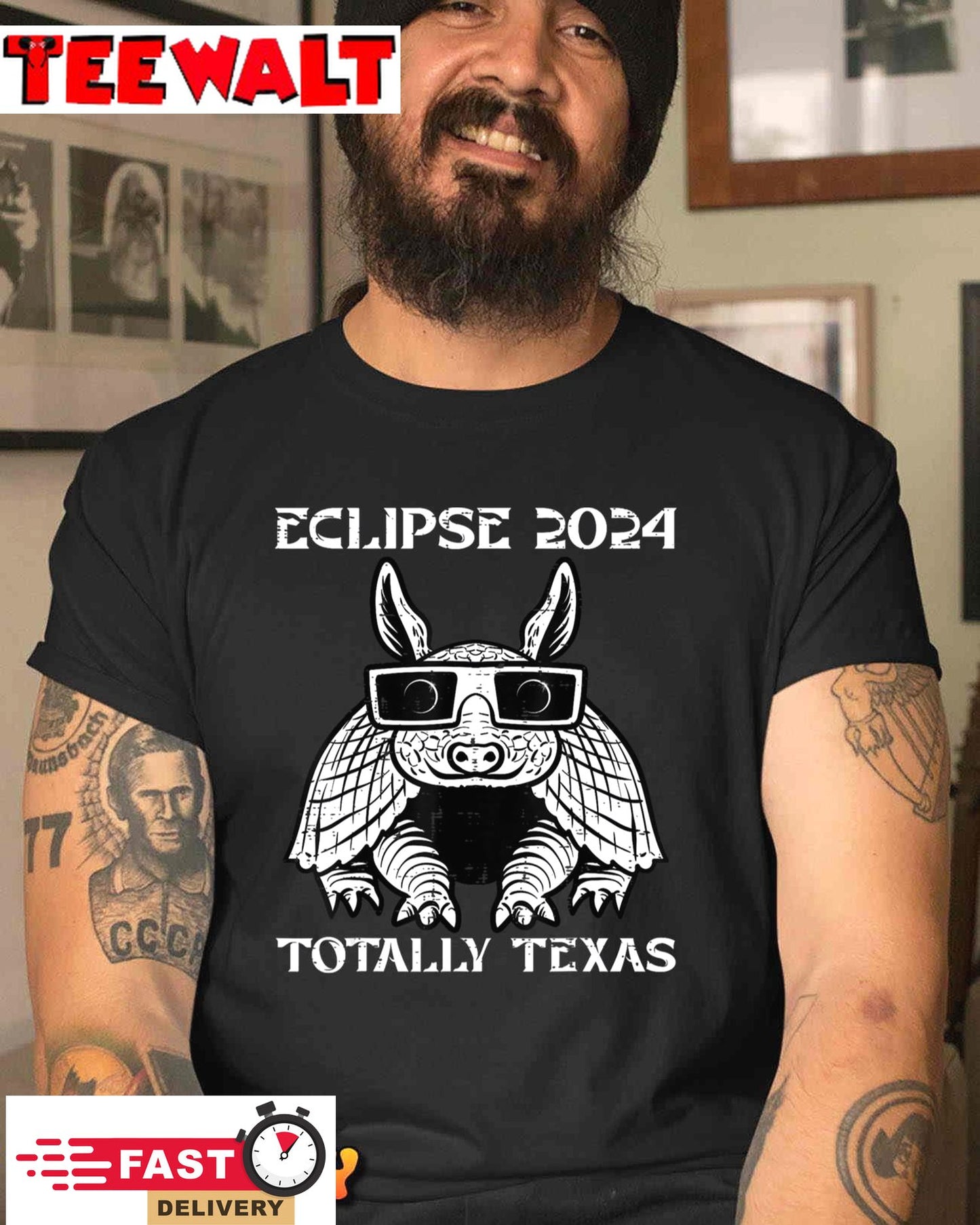 Solar Eclipse 2024 Totality Texas Armadillo Men Women Kids T-Shirt