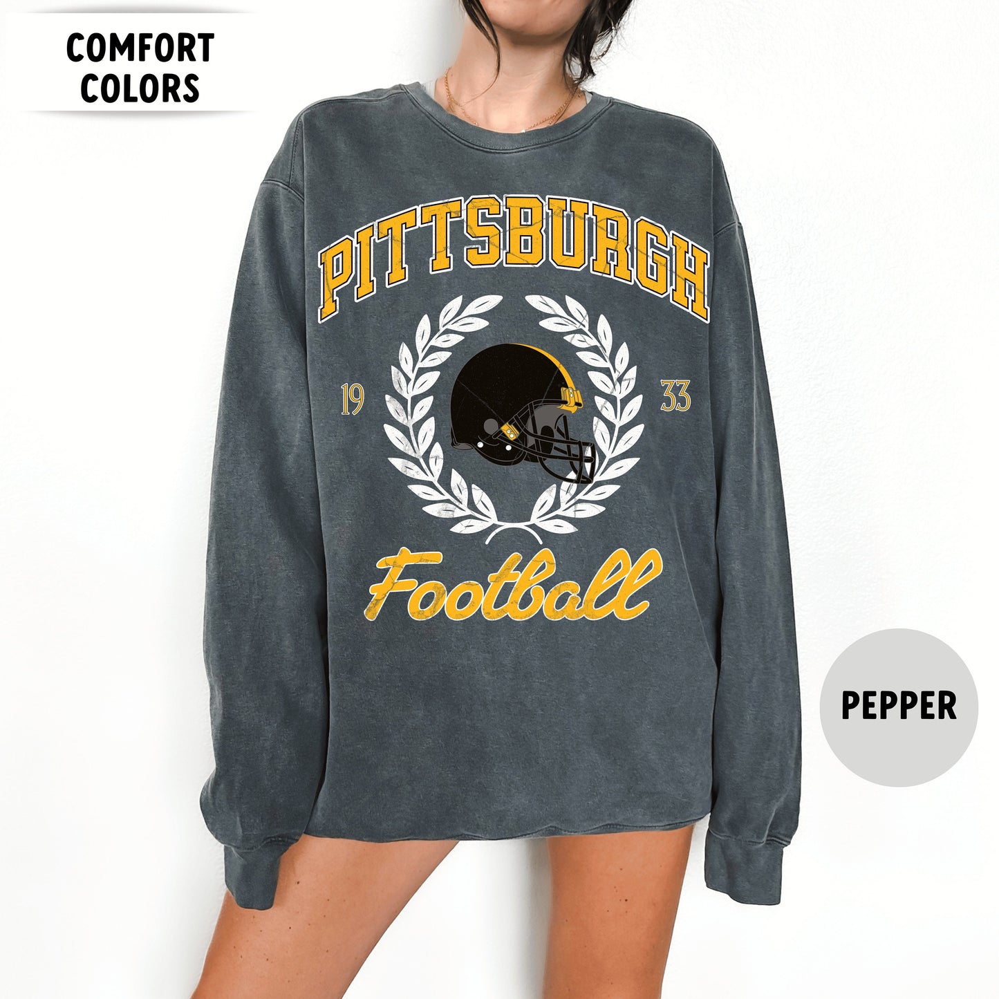 Comfort Colors Pittsburgh Football Sweatshirt - Retro Steeler Shirt