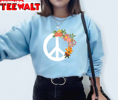 Floral International Day Of Peace Sign Unisex Sweatshirt